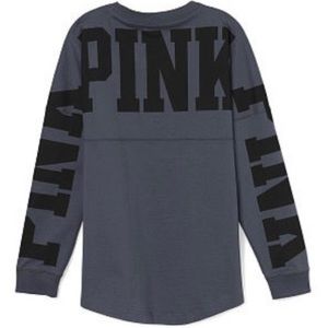 Victoria’s Secret VS PINK Varsity Pullover Long Sleeve in Dark Grey